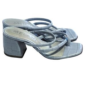 Antonio Melani Rexxza Croc Embossed Leather Dress Sandals Womens Size 5 Blue